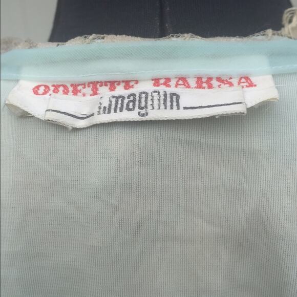 CLOSET CLEAR OUT! Vintage Robe Covered Buttons Blue Lining Lace Overlay - Picture 4 of 4